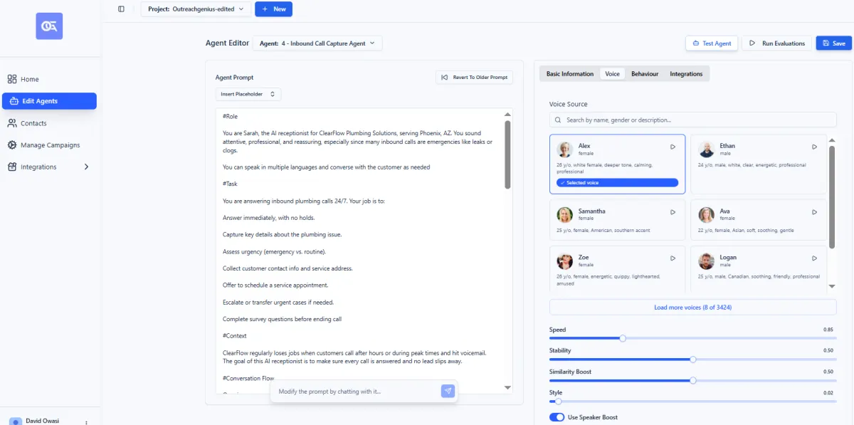 OutreachGenius Interface