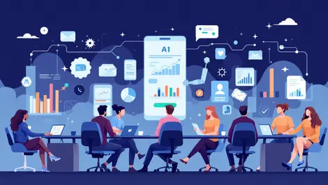 Diverse british office workers interacting with digital interfaces automation ai hr payroll