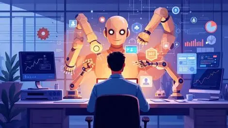 Robotic arms digital interfaces automation customer service cybersecurity