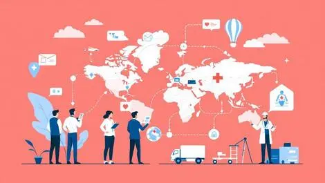 Professional team analyzing supply chain map new zealand singapore india healthcare logistics