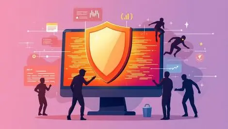 Shield protecting computer advanced cyber security digital threats defense