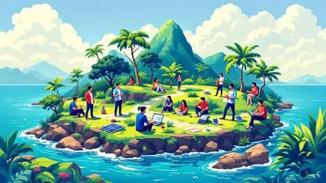 Philippines business tech leaders collaborating sustainability island landscape