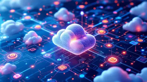 Interconnected network nodes data streams cloud servers ai generated graphs visualizing data analysis