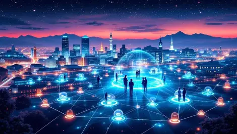 Geneva cityscape quantum communication network fiber optic cables scientists business