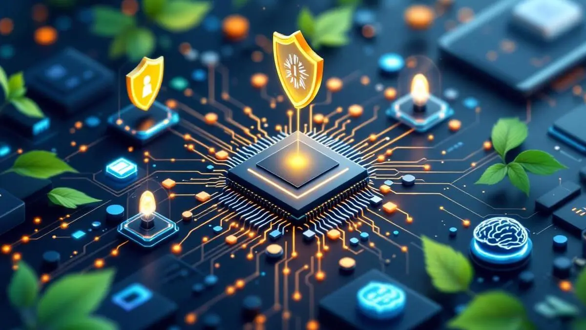 Microchip network devices shields green leaves ai brain edge iot security