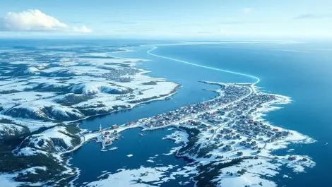 Quebec north shore aerial cold blue st lawrence fibre optic link