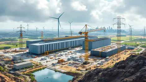 European data center construction power lines wind turbines idle