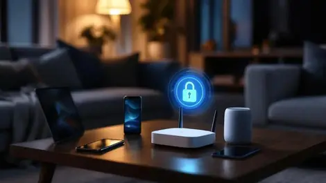 Smart home living room night family devices secure wifi router