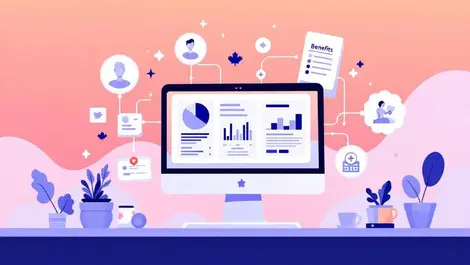 Canadian office dashboard payroll benefits icons minimalist art