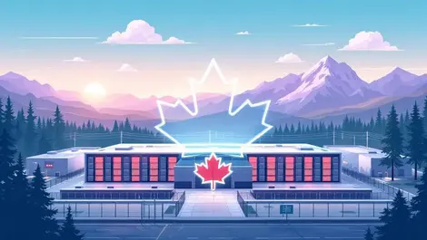 Secure canadian data center campus maple leaf mountains forest