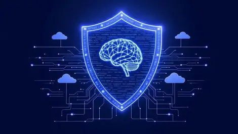 Ai security shield open source code blocks guarding neural brain